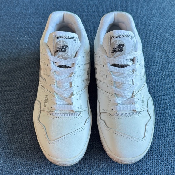 New Balance 550 Triple White Leather Sneakers (Men's 7 / Women's 8.5) - Picture 3 of 12
